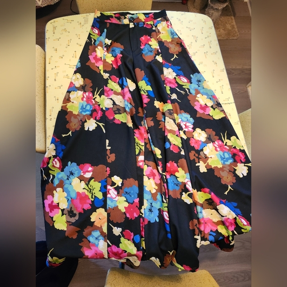 Antonello Serio Floral Wide Leg Pants Made in Italy - Picture 7 of 9